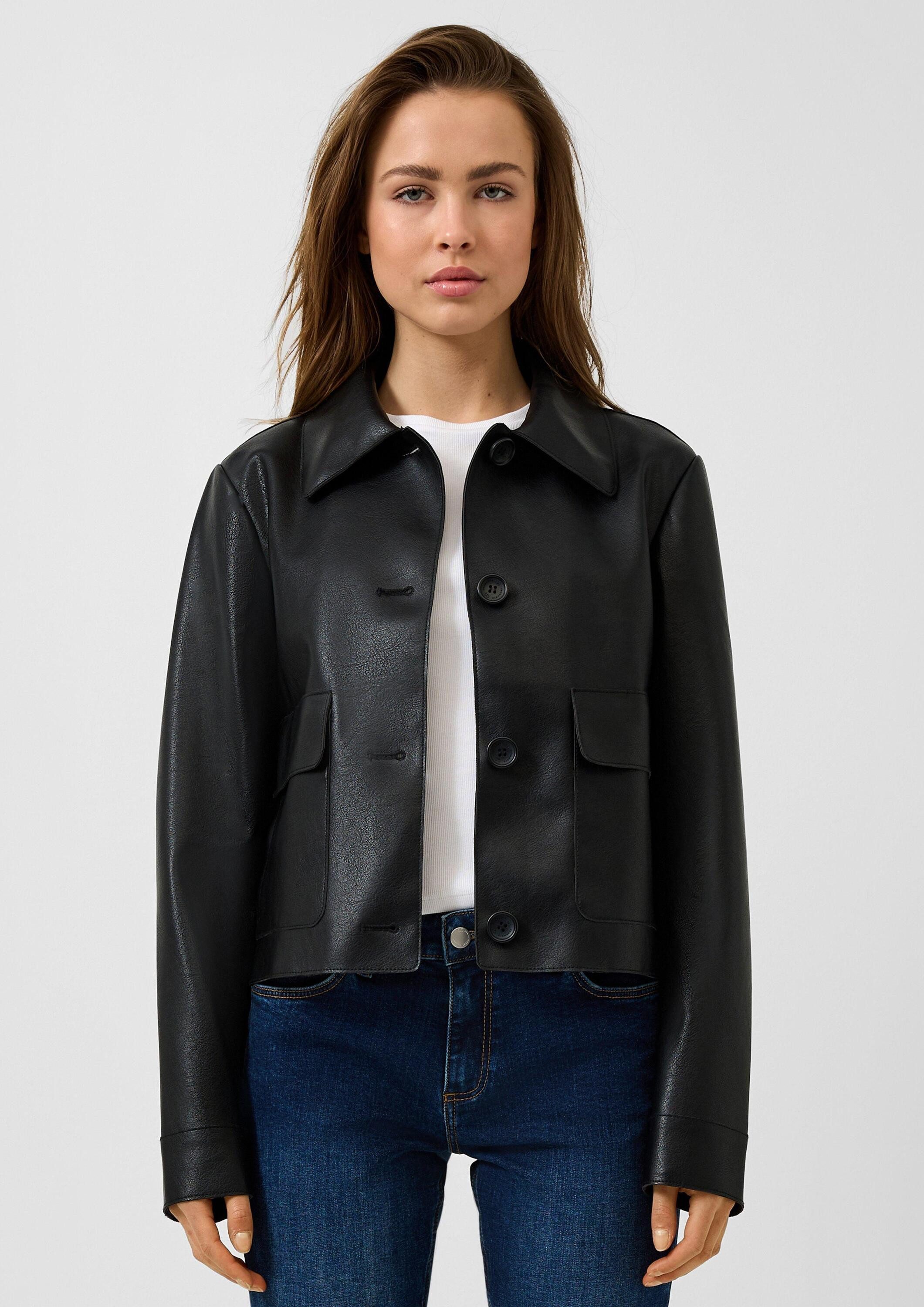 QS Funktionsjacke Outdoor-Jacke Jacke in Lederoptik günstig online kaufen