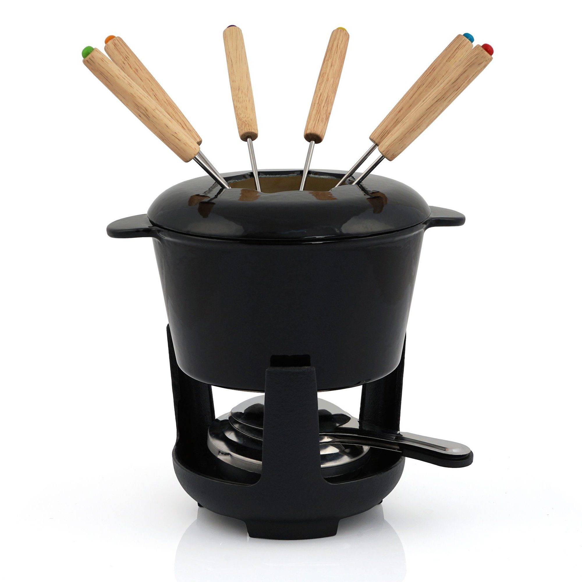 Gusseisen 1 für (Set, L, Set Fonduetopf BBQ-Toro Gusseisen Personen, Fondue emailliert, 13-tlg) 13-teiliges 6