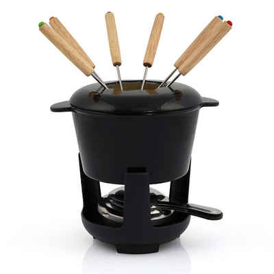 BBQ-Toro Fonduetopf 13-teiliges Gusseisen Fondue Set für 6 Personen, 1 L, emailliert, Gusseisen (Set, 13-tlg)