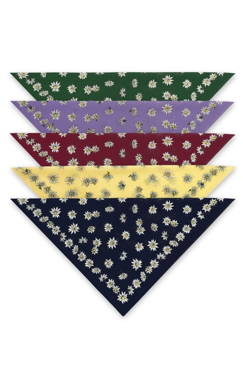 Luise Steiner Halstuch Trachtentuch - ALPENBLUME - bordeaux, flieder, gelb, günstig online kaufen