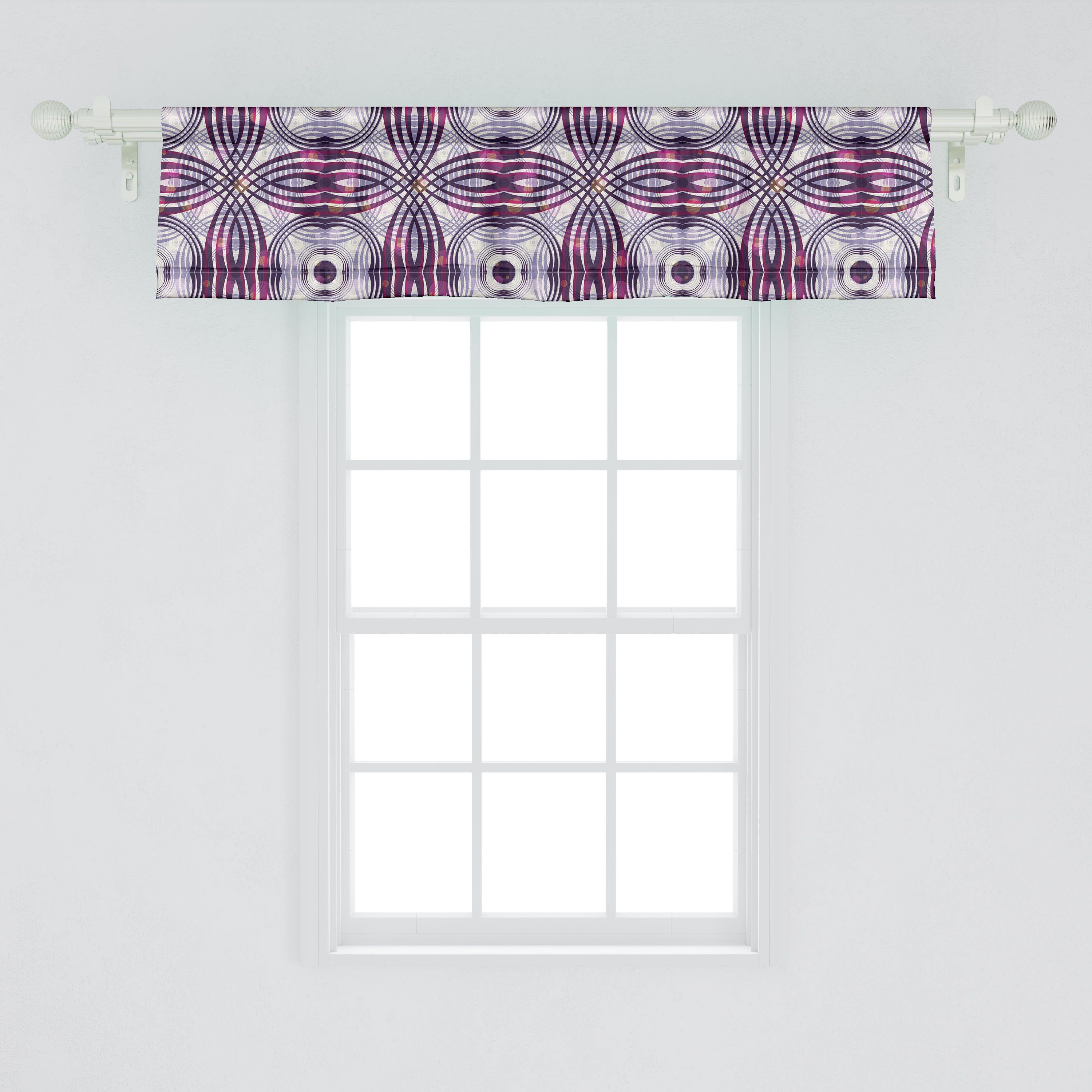 Scheibengardine Vorhang Schlafzimmer Geometrische mit Volant Stangentasche, Kreis Dekor Küche Jahrgang Microfaser, Abakuhaus, für Streifen