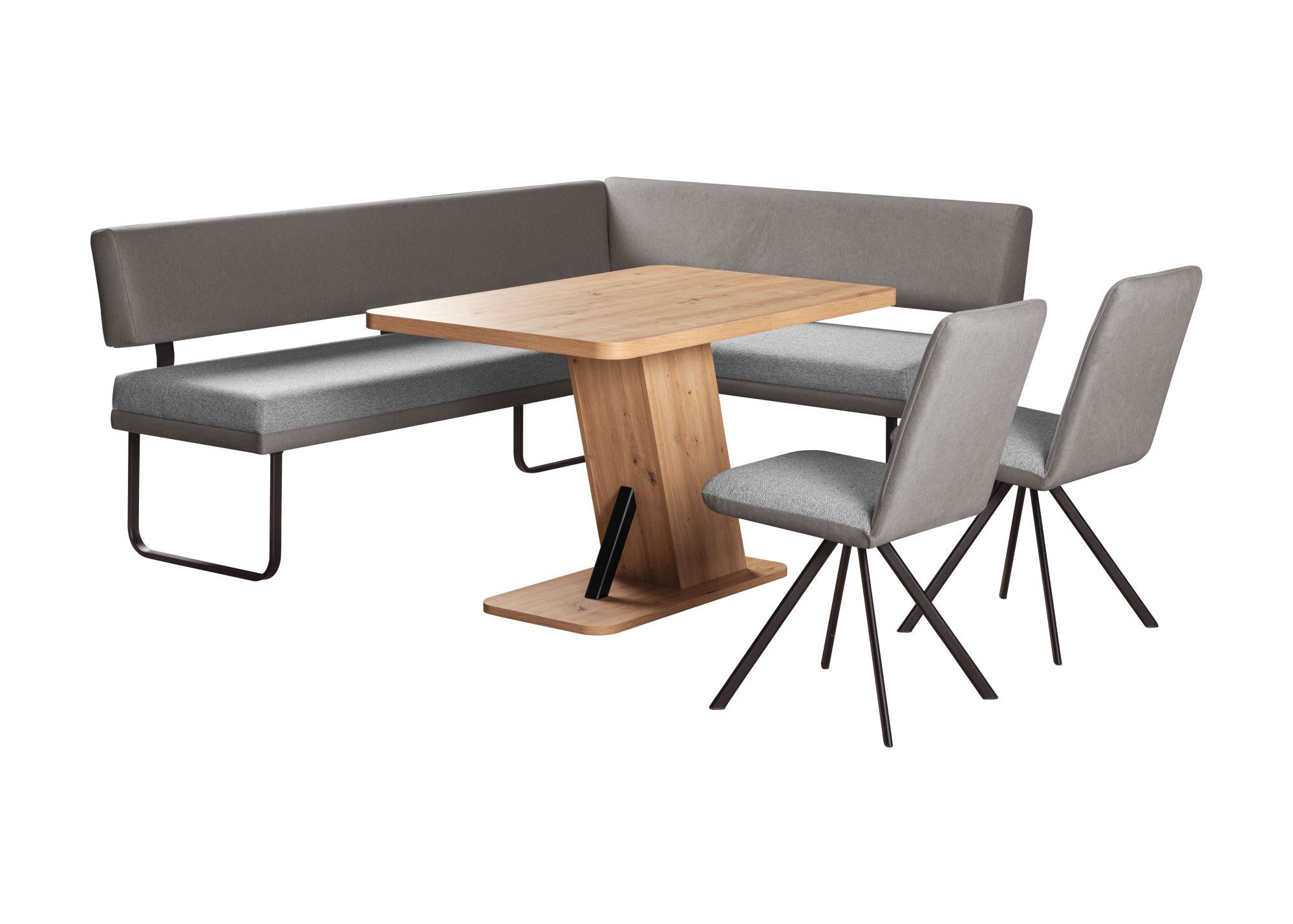 Home affaire Eckbankgruppe Gabi Essecke, Sitzgruppe, Eckbankgruppe, Küchenbankgruppe, (Set, 4-tlg., 4tlg), Gestell aus matt-schwarzem Flachmetall, stabil, 2-Stoff-Design