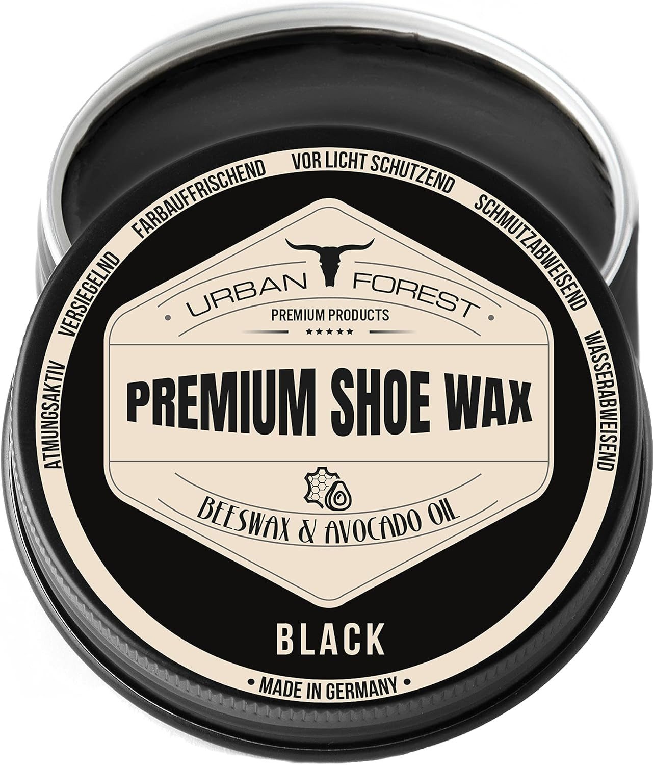 URBAN FOREST Schuhcreme Schuhwachs Braun mit Bienenwachs & Avocado-Öl 150ml Schuhcreme