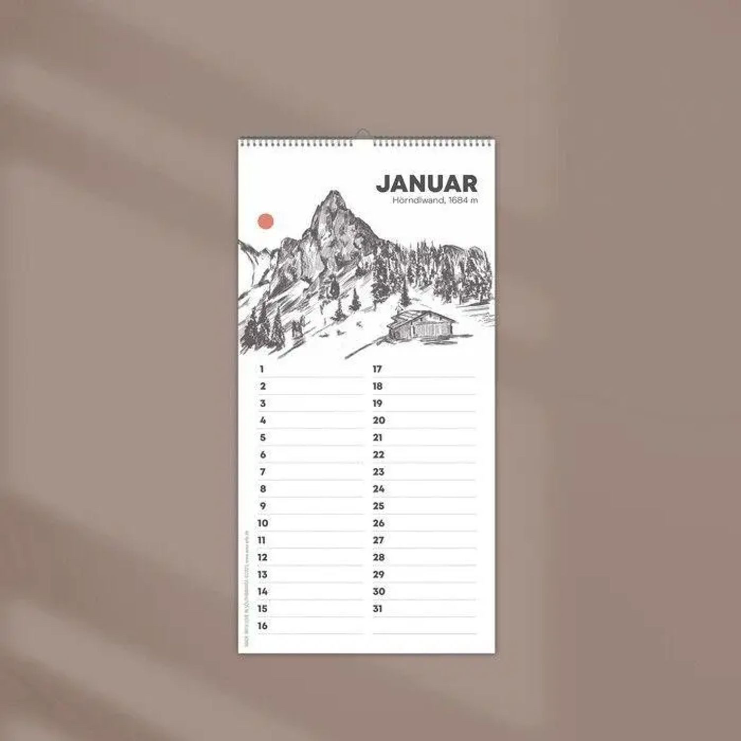 Nova Wandkalender Kleiner Geburtstagskalender "Chiemgauer Alpen", ohne Jahreszahl