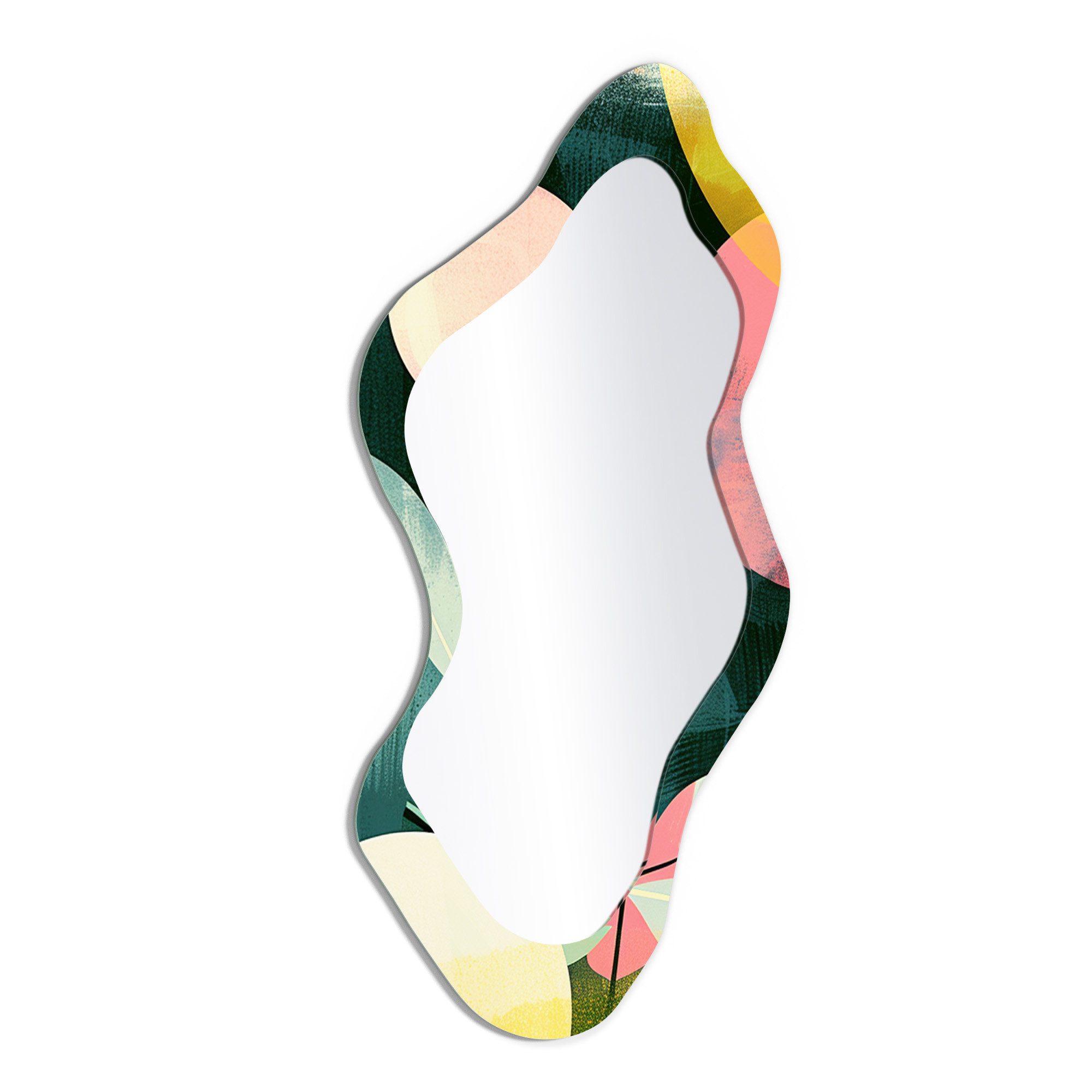 DEQORI Wandspiegel 'Flora in Balance', Зеркало organisch geformt selbstklebend Wand Wohnzimmer Flur groß XXL