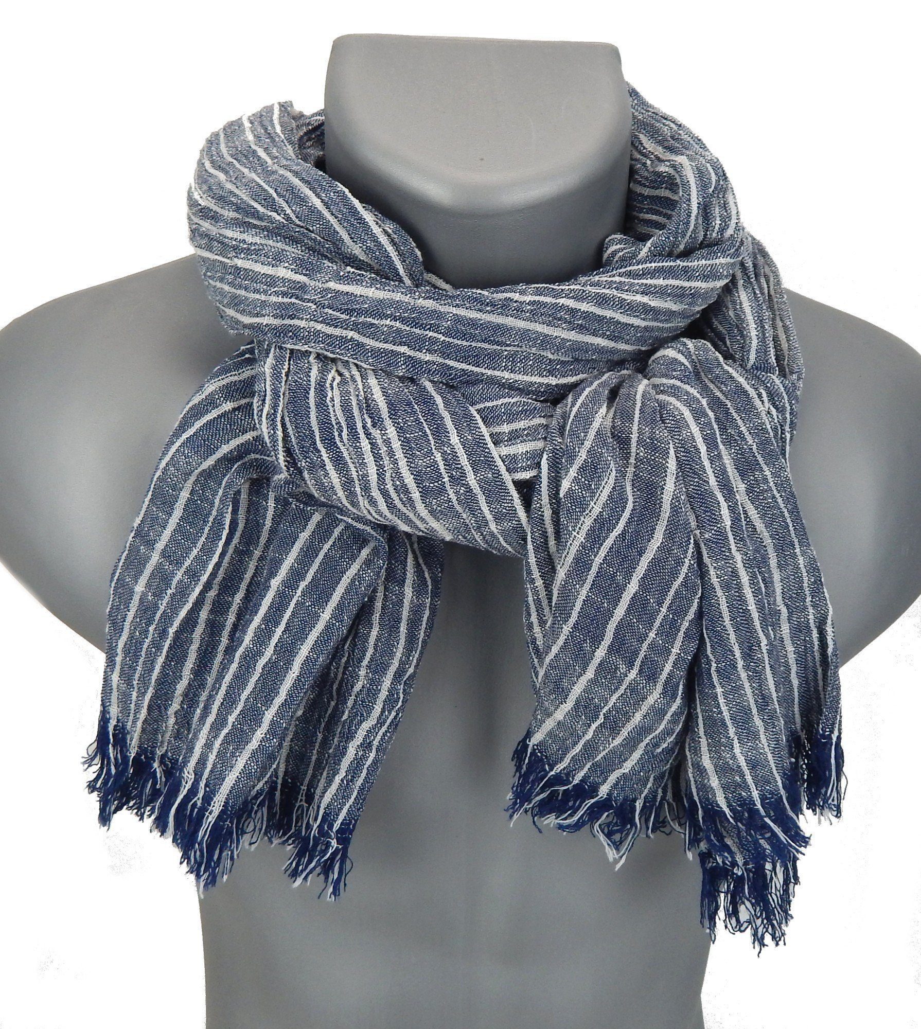 Ella Jonte Modeschal, Maritimer Streifen-Look mit Crinkle-Effekt aus Baumwoll-Mix