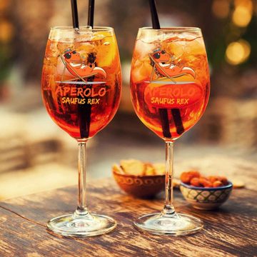 GRAVURZEILE Rotweinglas mit UV Druck - Aperolo Saufus Rex - für Wein Aperol Sangria und Lillet, Qualitätsglas aus dem Hause Leonardo, Ausführung: 460ml - Daily