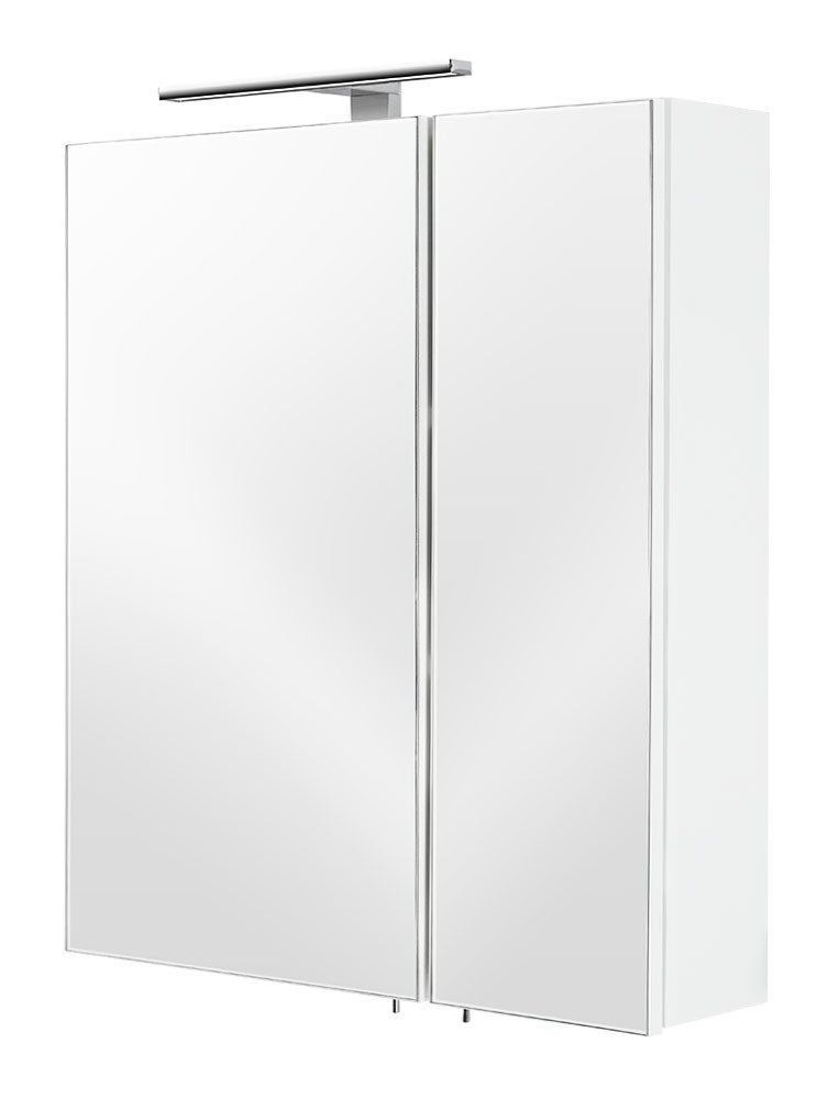 Magnolia Home Badezimmerspiegelschrank Spiegelschrank 60x68x16cm mit LED Leuchte weiß matt