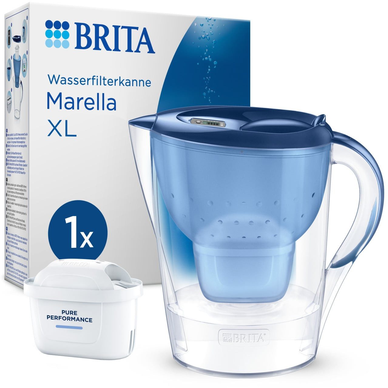 BRITA Wasserfilter Brita Wasserfilter-Kanne Marella XXL blau 3,5 l