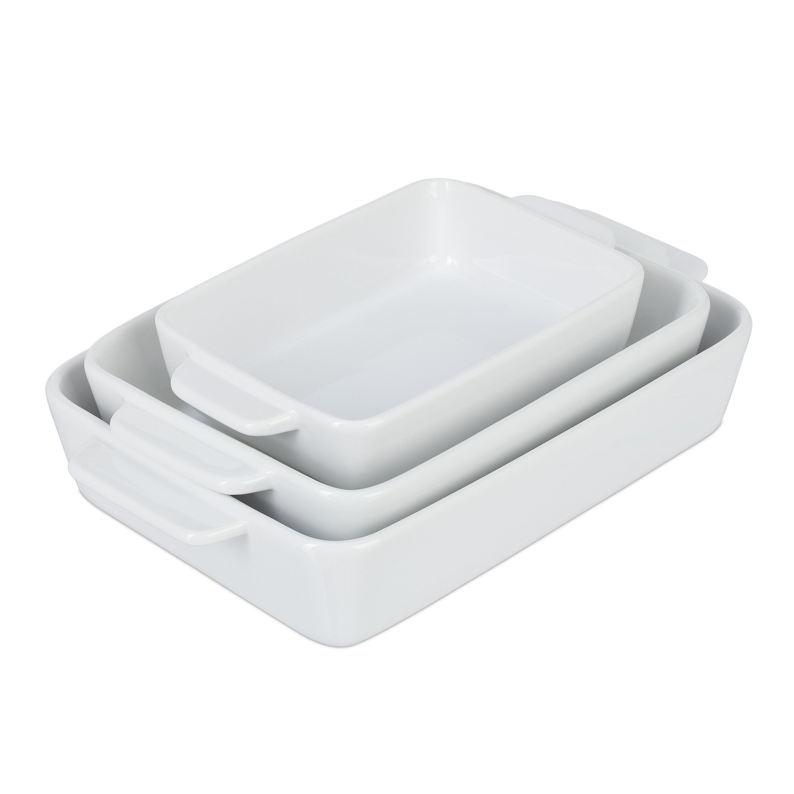 relaxdays Auflaufform Keramik Auflaufform 3er Set, Keramik, (3-St)