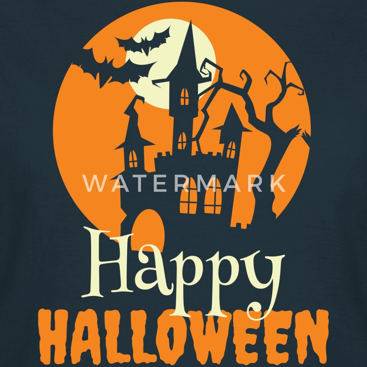 Spreadshirt T-Shirt Happy Halloween Spukhaus Mit Vollmond Und Fledermaus Fr günstig online kaufen