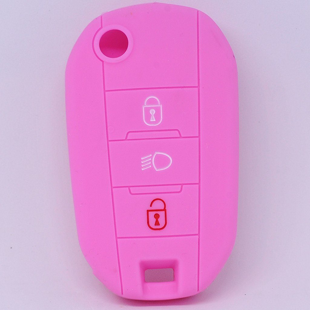 Schutzhülle für Softcase Expert 2008 Peugeot Spacetourer Citroen 301 308 Rosa, Schlüsseltasche 208 C3 C4 mt-key 5008 Autoschlüssel 508 Silikon