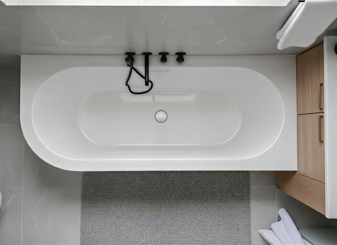 KOLMAN Rundwanne Freistehende Badewanne ALVA 170x80 Rechts, Ablauf Klick-Klack im SET!, Ablaufgarnitur & Füße GRATIS