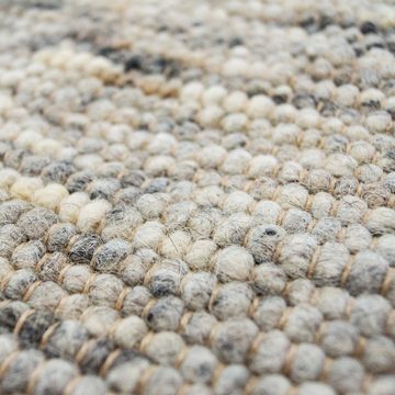 Wollteppich TaraCarpet Lambrecht, TaraCarpet, rechteckig, Höhe: 13 mm, Hand-Web-Teppich grau gewalkt Wohnzimmer Esszimmer 060x090 cm