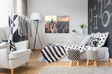 Sinus Art Leinwandbild 2 Bilder je 60x90cm New York USA Wolkenkratzer Skyline Urban Großstadt Mega City