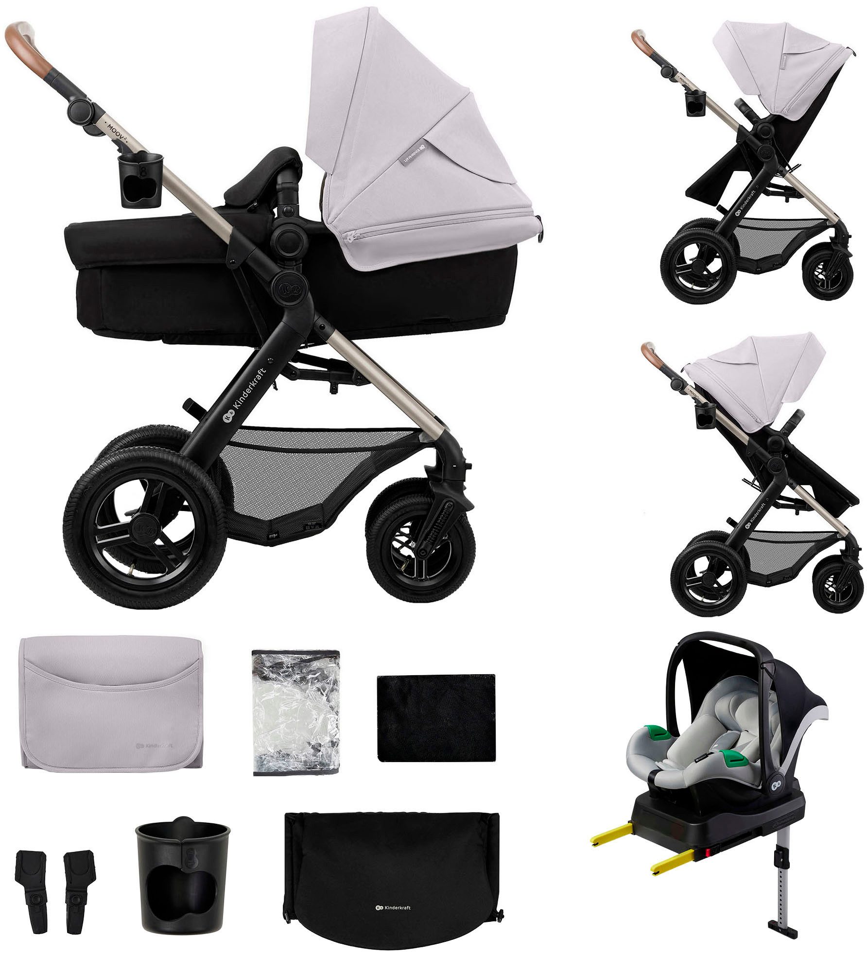 Kinderkraft Kombi-Kinderwagen MOOV 2 4in1 AIR, (Set), mit Luftreifen
