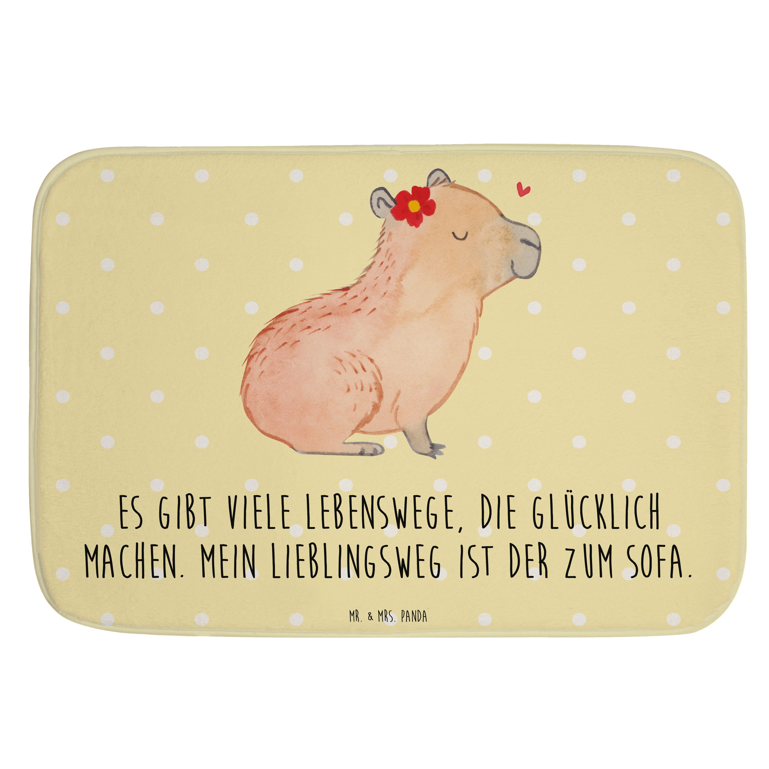Badematte Capybara Blume Gelb Pastell Geschenk, Gute Laune, lustige