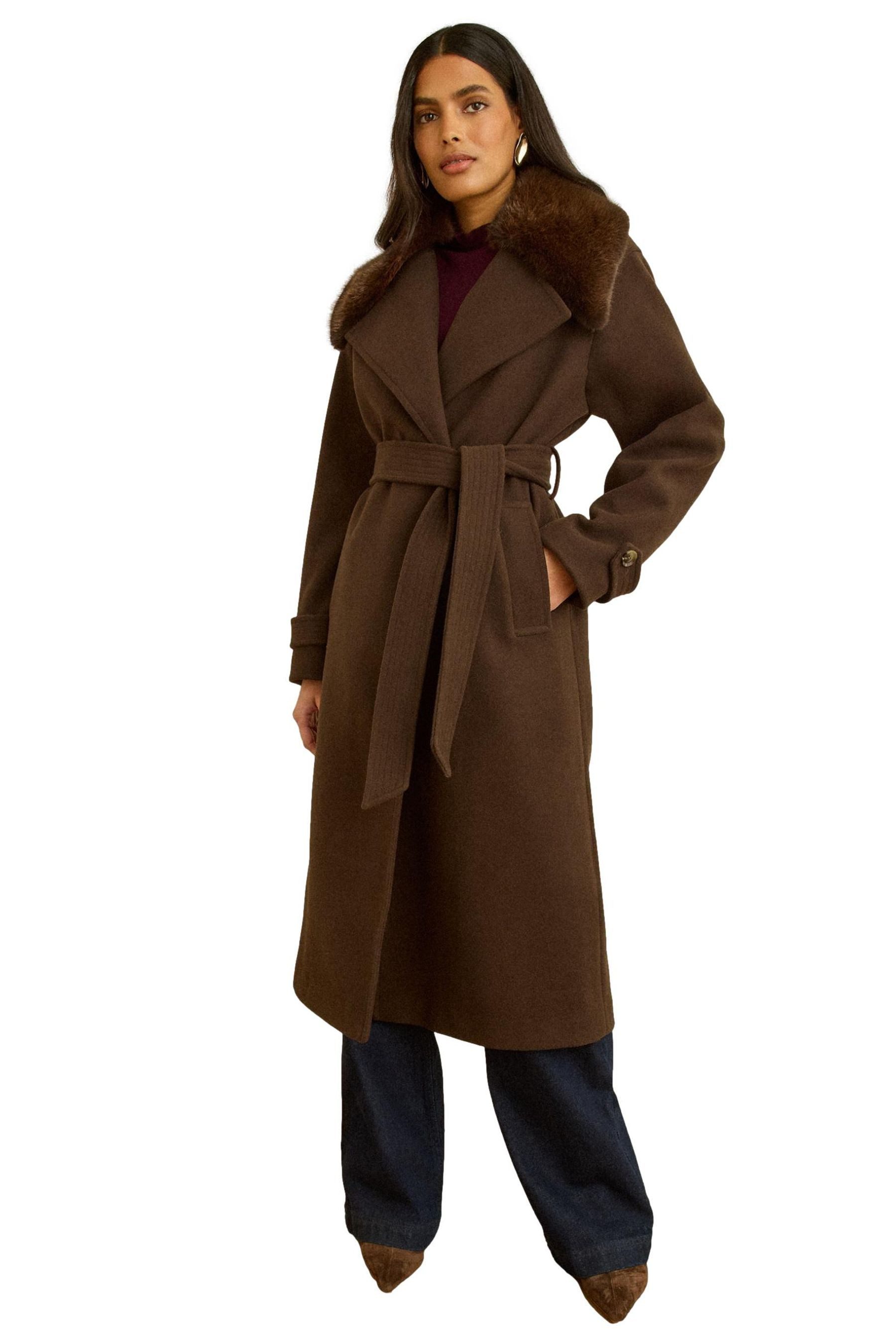 Love & Roses Langmantel Love & Roses Wickelmantel mit Kunstfellkragen (1-tl günstig online kaufen