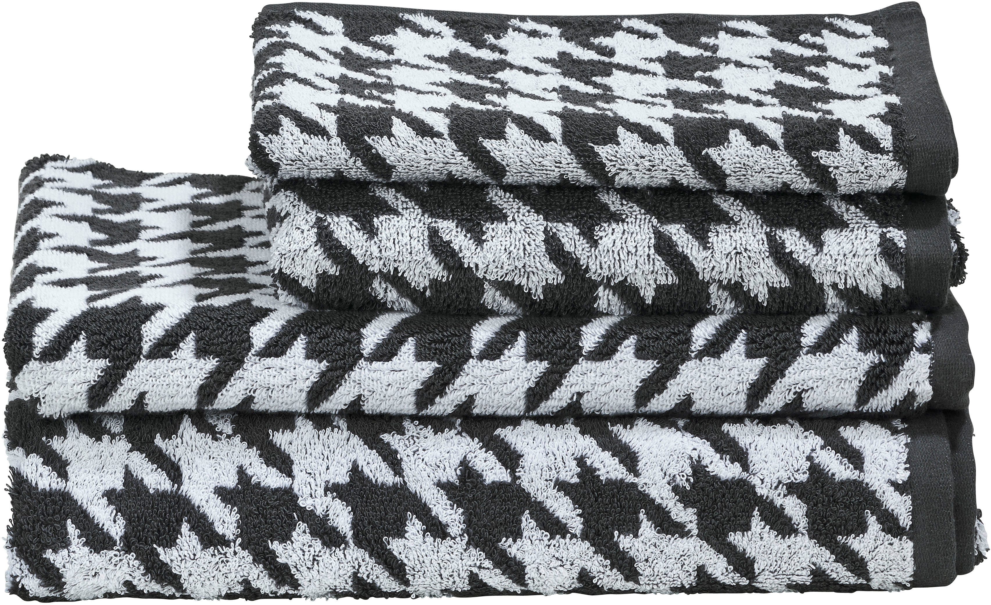 done.® Handtuch Set DAILY SHAPES, 4-teilig, Gästehandtuch, Jacquard-Walkfrottier (4-St), 1 Handtuch 50x100, 1 Duschtuch 70x140, 1 Badvorleger 50x70