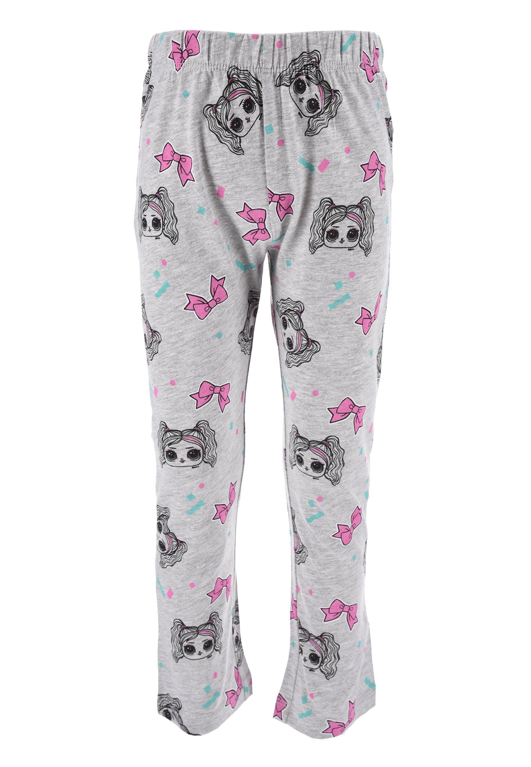 Schlaf-Hose Mädchen Langarm tlg) Shirt Pyjama Schlafanzug Kinder (2 Kinder Schlafanzug + SURPRISE! L.O.L. Pink