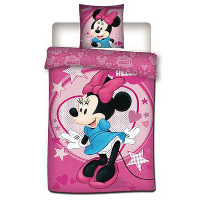 Bettwäsche Minnie Maus Kinder Bettwäsche, Disney Minnie Mouse, Mikrofaser, Deckenbezug 135-140x200 cm Kissenbezug 63x63 cm