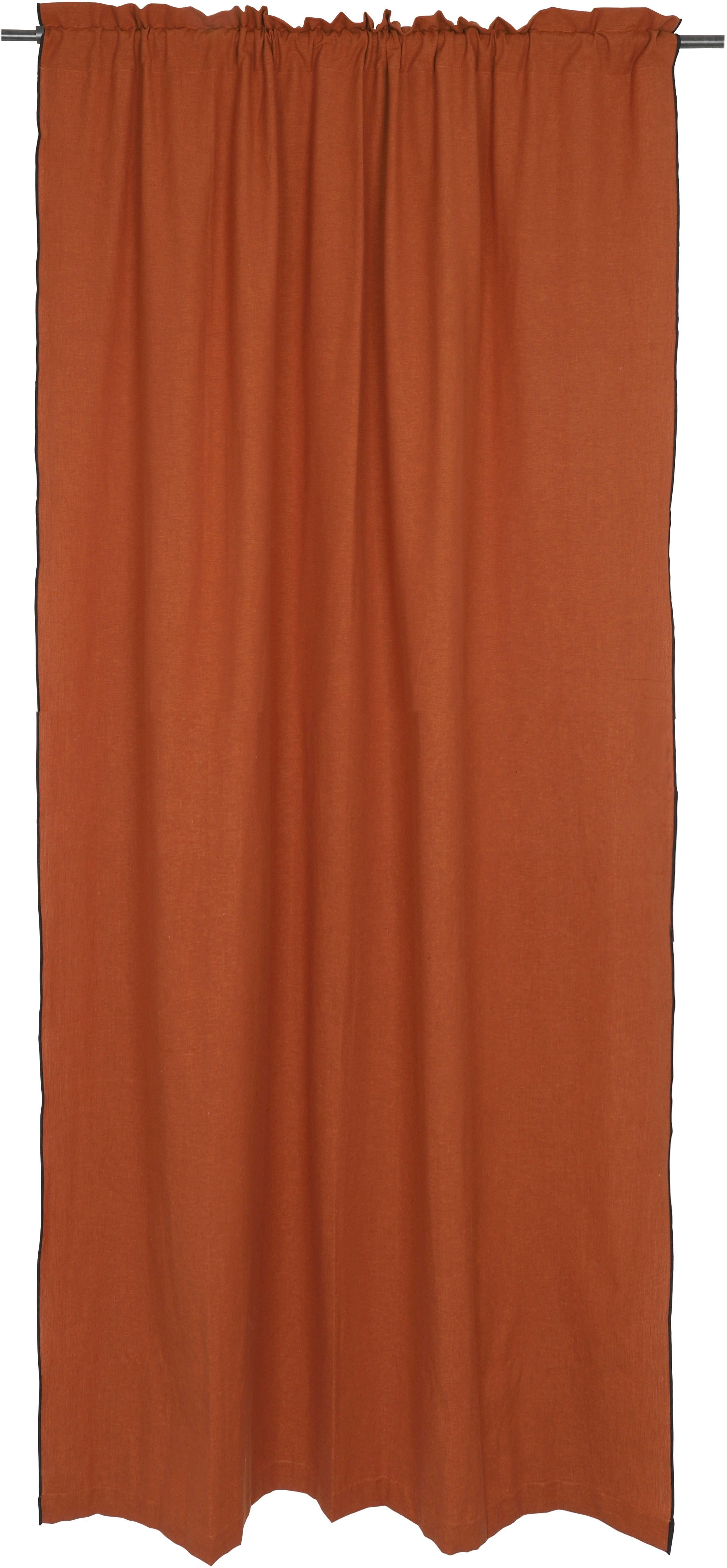 Vorhang Ellen, andas, Stangendurchzug (1 mit verschiedene blickdicht, Unifarben braun schwarzen Overlocknaht, St), Größen blickdicht