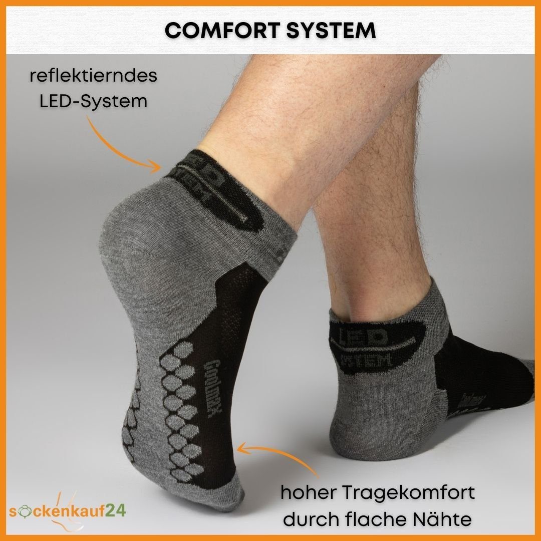 sockenkauf24 Funktionssocken Coolmax LED Fahrrad-Socken für Herren & Damen (3-Paar) Reflektor Radsport Socken 50303P WP