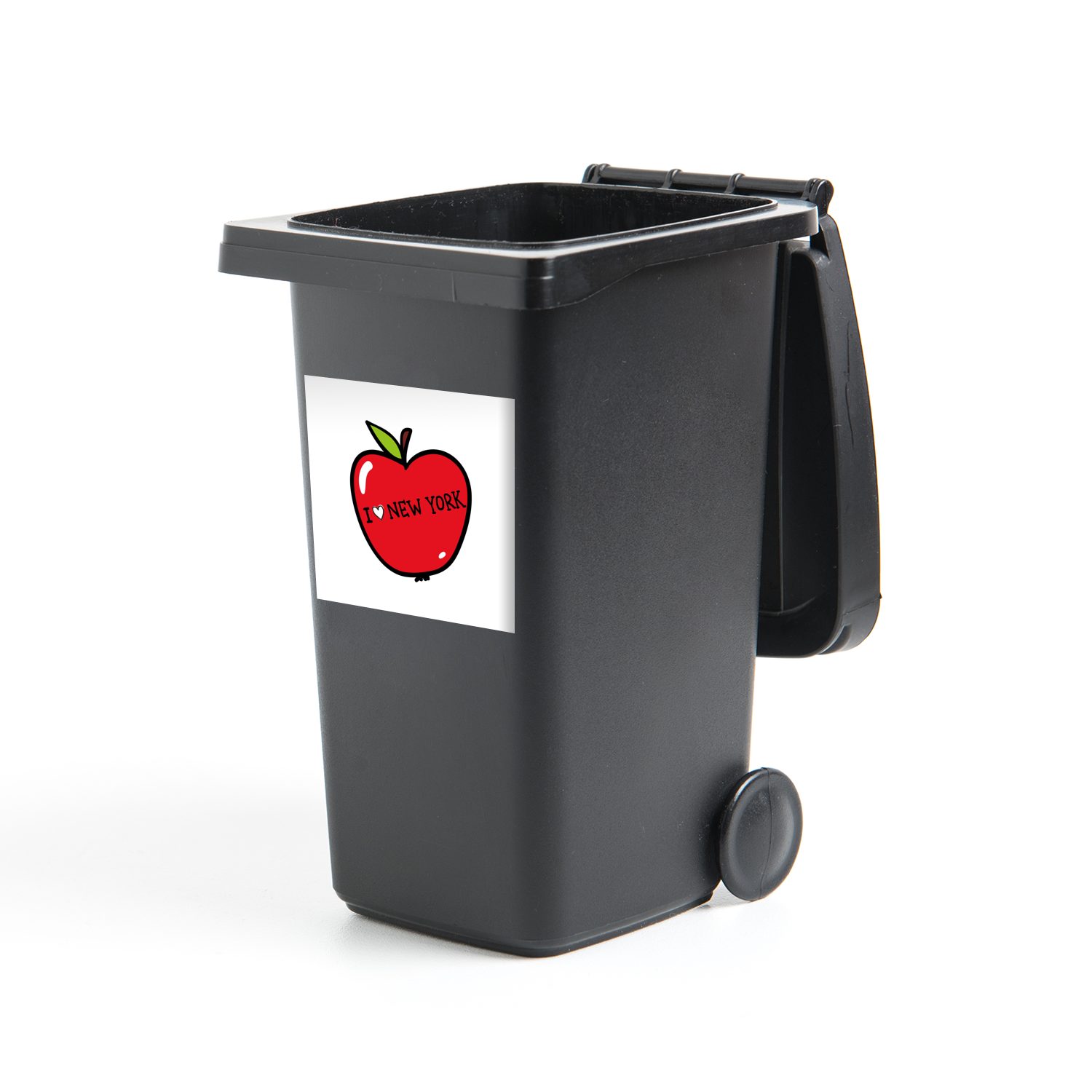 MuchoWow Wandsticker New York - Rot - Apfel (1 St), Mülleimer-aufkleber, Mülltonne, Sticker, Container, Abfalbehälter