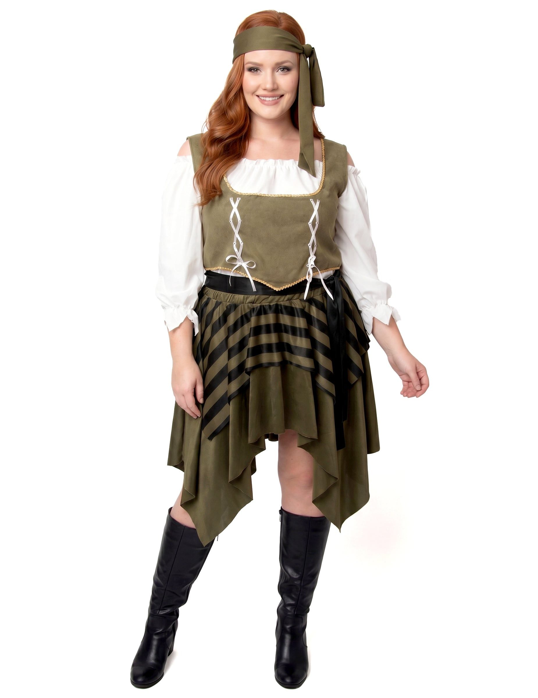 REDSUN Kostüm Piratenkostüm Plus Size für Damen grün