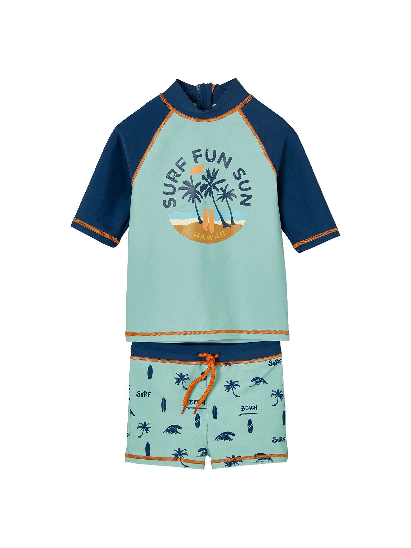 vertbaudet Badehose Jungen Strand-Set mit UV-Schutz: T-Shirt & Shorts