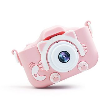 Gontence Kinderkamera, Silikon, HD/IPS, 32 GB, USB-Aufladung, 3–12 Jahre, Pink Kinderkamera
