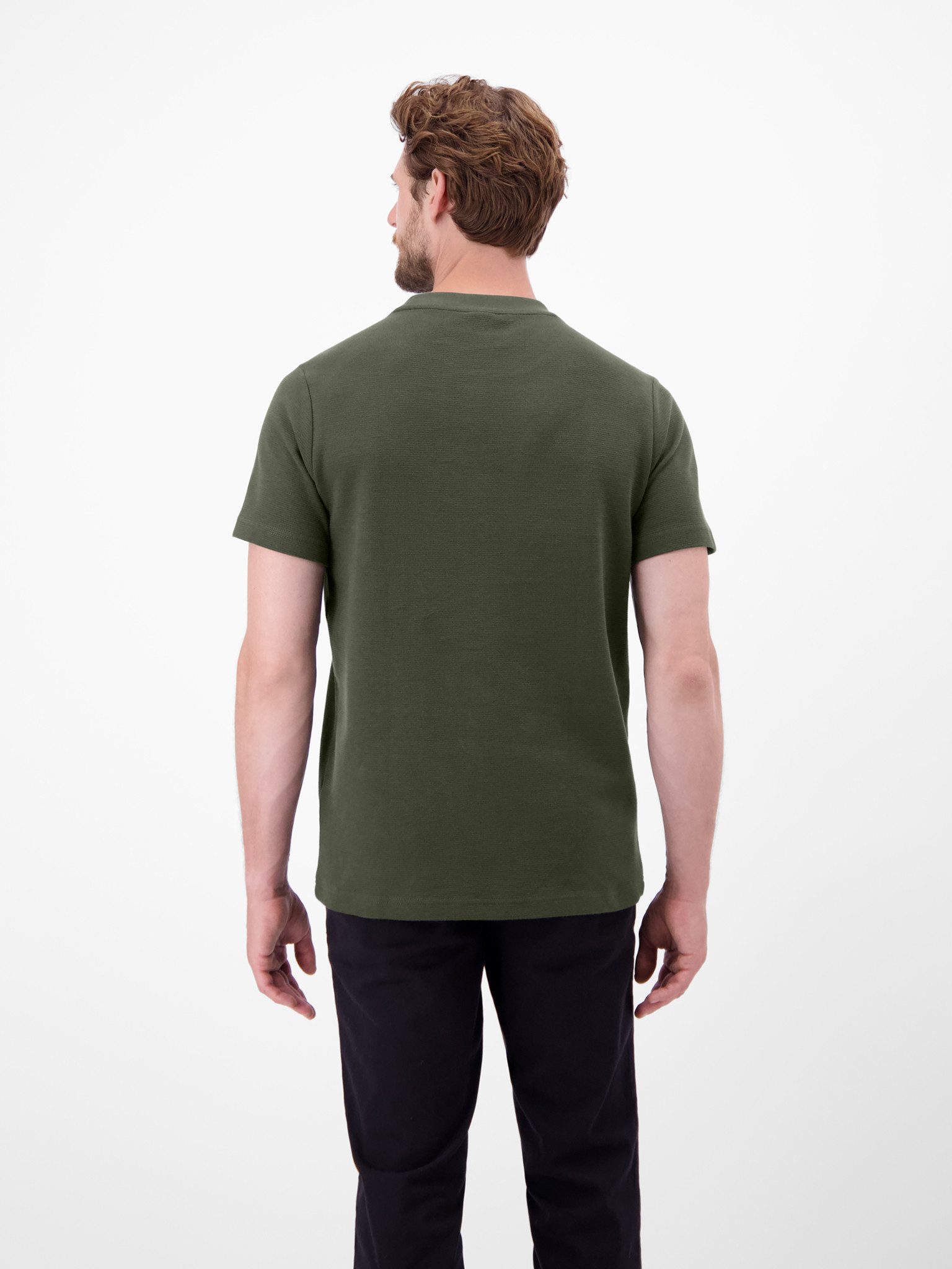 LERROS T-Shirt in Waffel-Piqué und mit Logo-Badge