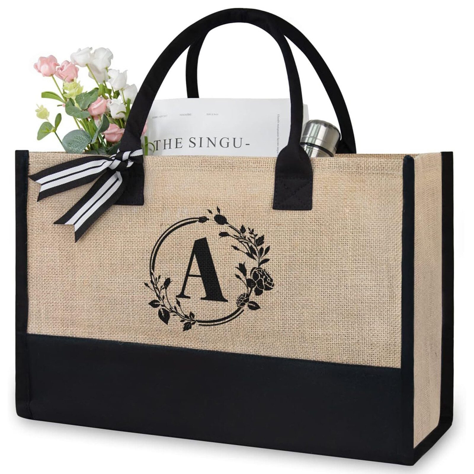 HAUSS SPLOE Henkeltasche Freizeittasche Tragetasche Canvas Einkaufstasche (Zeitungskorb Einkaufstasche Shopper Shopping Bag mit Top Griff, Schultertasche, Unitasche, Einkaufskorb, Einkaufsshopper), für Damen Frauen Jungen Freizeit Arbeit Business Schule Büro Einkaufen