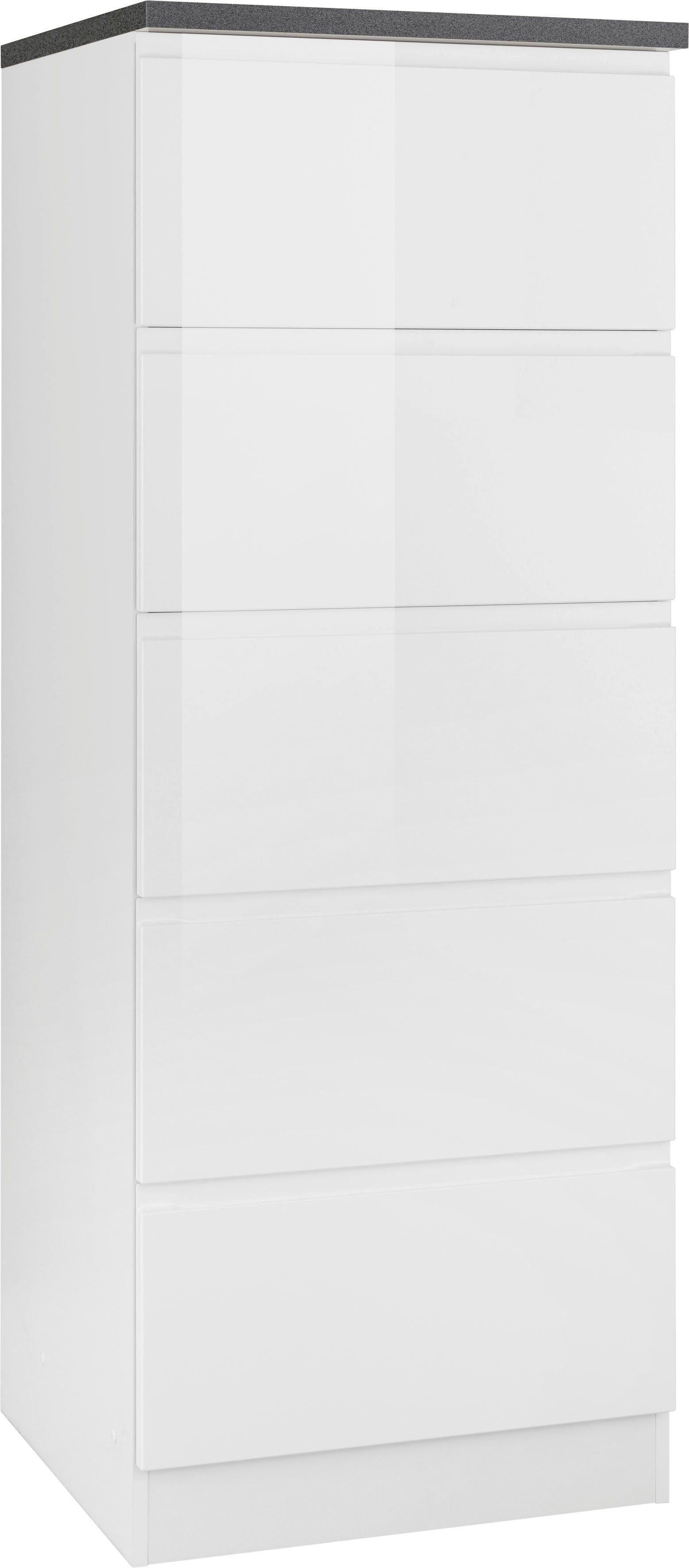 KOCHSTATION Vorratsschrank KS-Virginia,neu in verbesserter Ausführung (Stauraum, Softclose, mit CPL-Arbeitsplatte) Breite 60 cm, 5 Auszüge, Soft-Close-Funktion