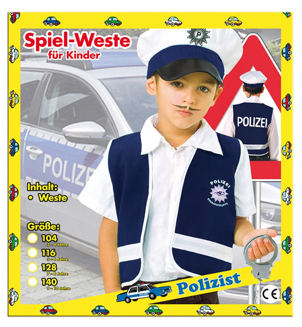 Fries Polizei-Kostüm Kinder Polizist Weste Blau Größen 104 bis 140 Karneval Fasching