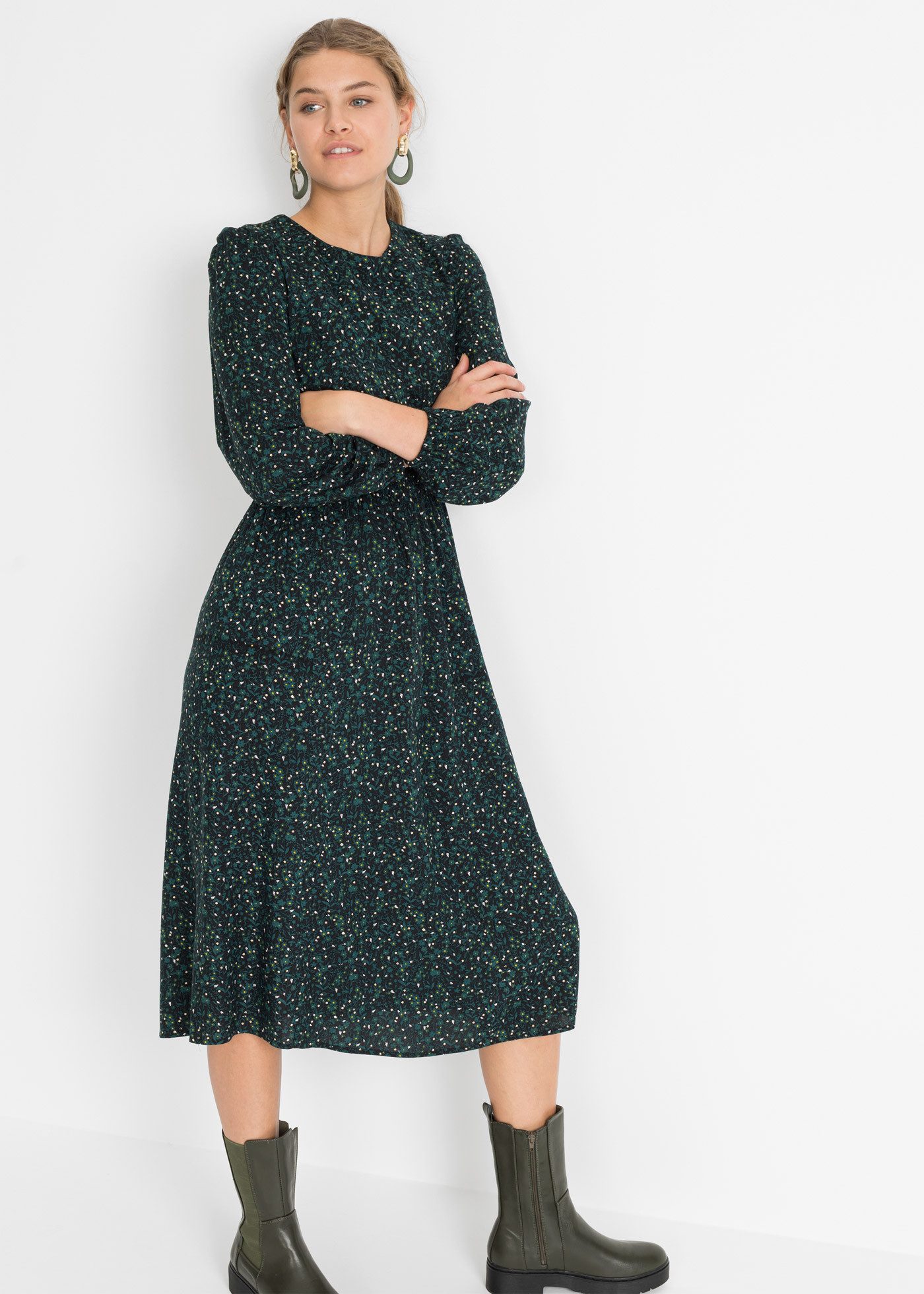 bonprix Midikleid für die Herbstsaison, aus Viskose, Oversize-Passform