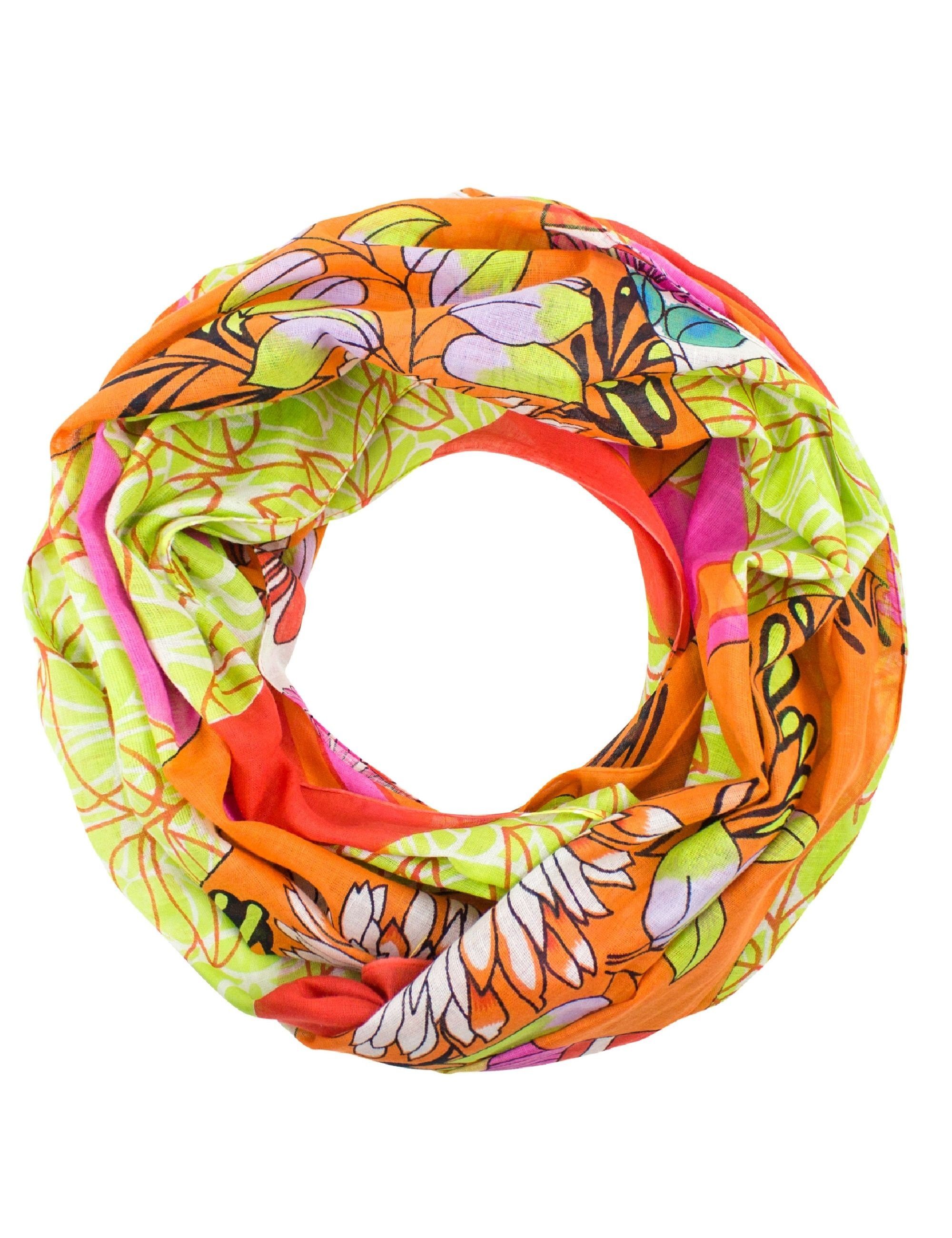 Sunsa Loop Damen Loop Schal. 100% Baumwolle Schlauchschal. Loopschal, Blumenmotiv