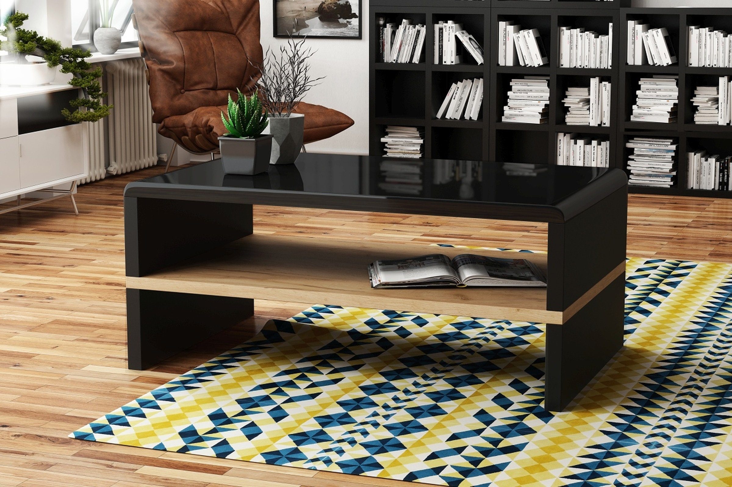 Mazzoni Couchtisch Design Rock Schwarz Hochglanz günstig online kaufen