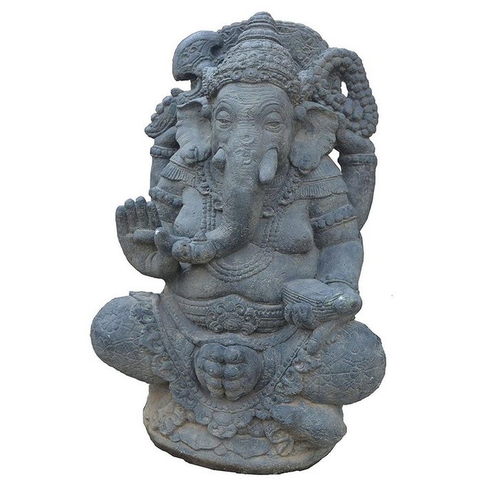 Krines Home Gartenfigur Gartenfigur Ganesha Sitzend Steinguss/Steinfigur Statue 80cm für Haus und Garten
