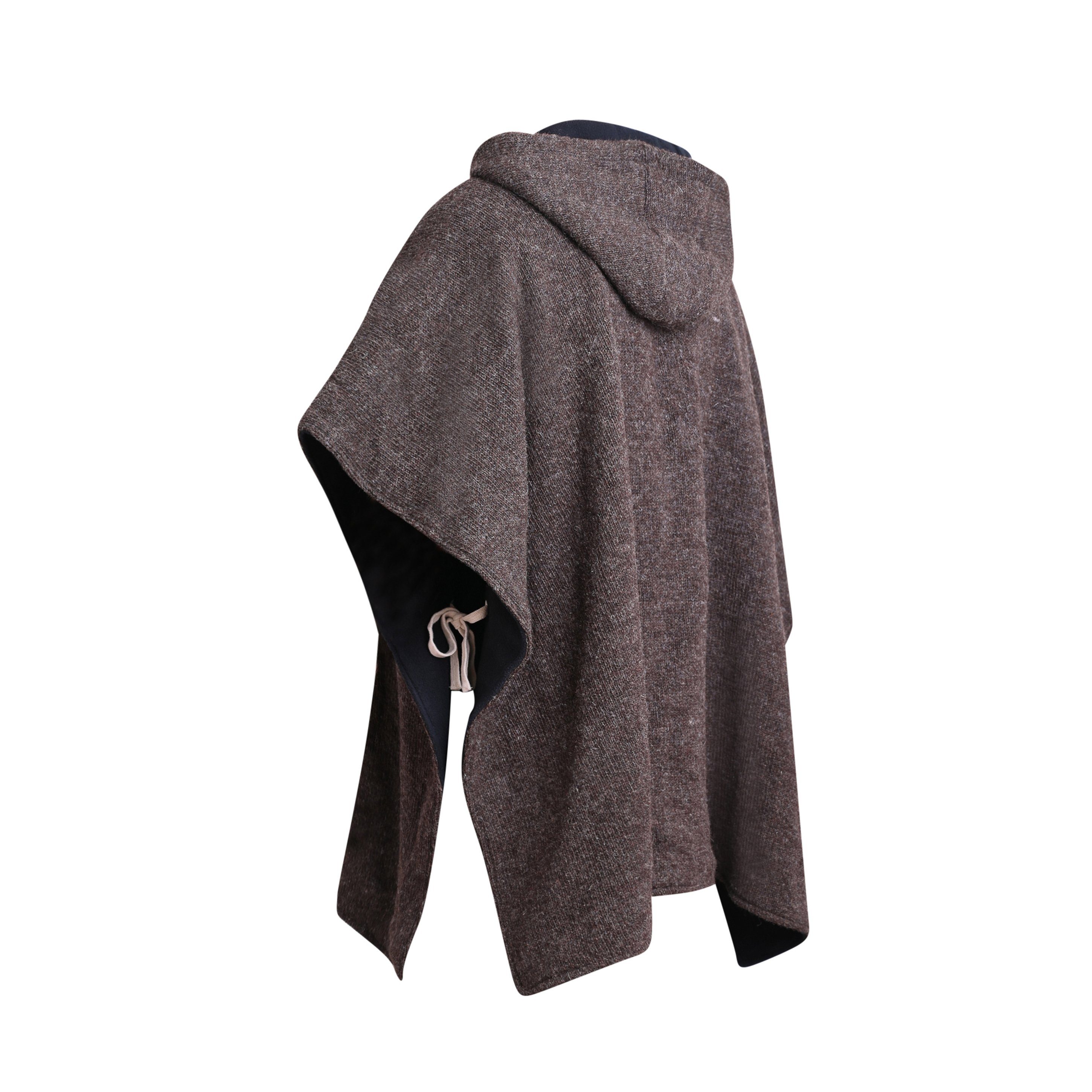 virblatt Fleeceponcho Poncho Herren Wolle & Poncho Damen, Wolle & Fleece, Poncho Winter mit Kapuze und warmem Futter
