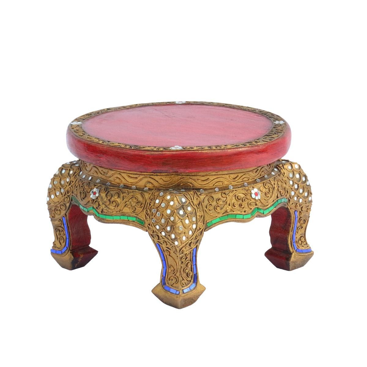 Oriental Galerie Opiumtisch Opiumtisch Rund Rot 30 cm, Asiatische Möbel, Beistelltisch, Couchtisch