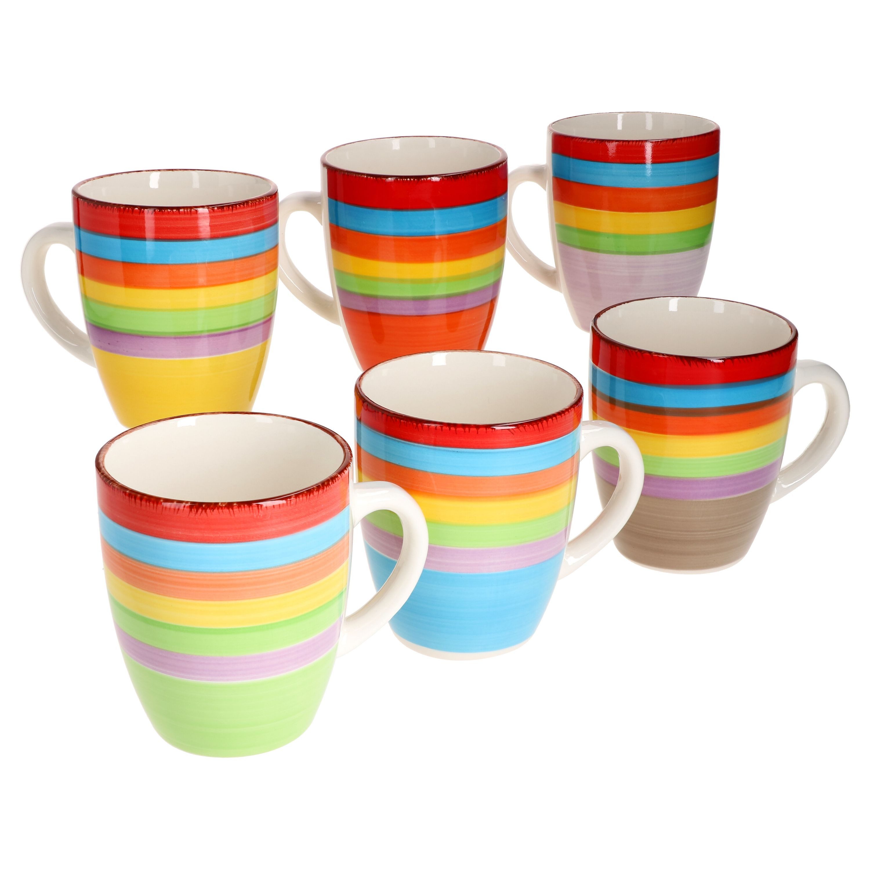 MamboCat Becher 6er Set Kaffeebecher Ibiza Rainbow Summer - 24326544, Steingut