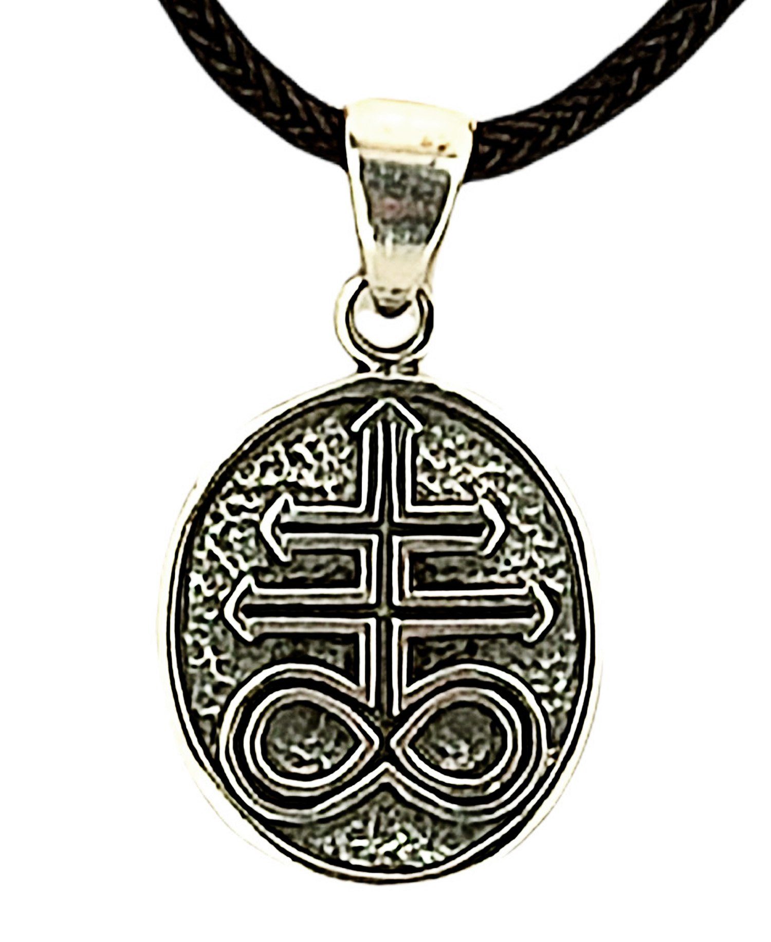 925 Leviathan Kreuz Leather Kettenanhänger Symbol Schwefel of Satanskreuz 414 Kiss Nr. Silber