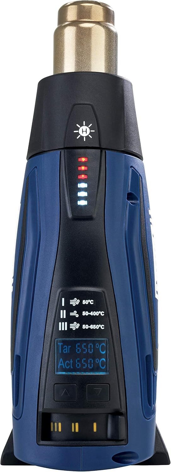 Rapid Heißluftgebläse R2200-LCD Heißluftpistole 2200W 50-650°C Heißluftfön, bis max. 650 °C, (1-tlg), LCD-display, 50-650°C, 250-500 l/Min.