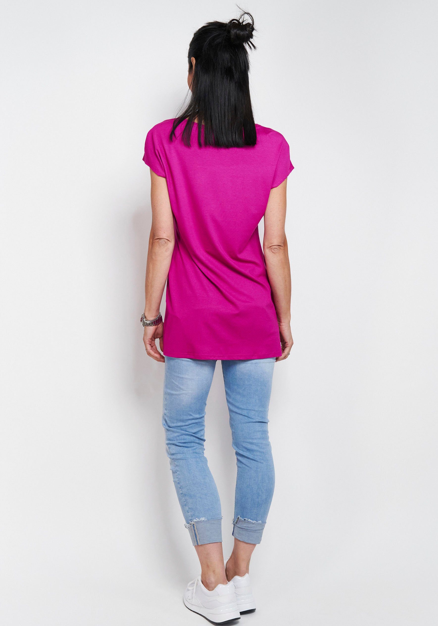 Seidel Longshirt magenta Moden in schlichtem Design