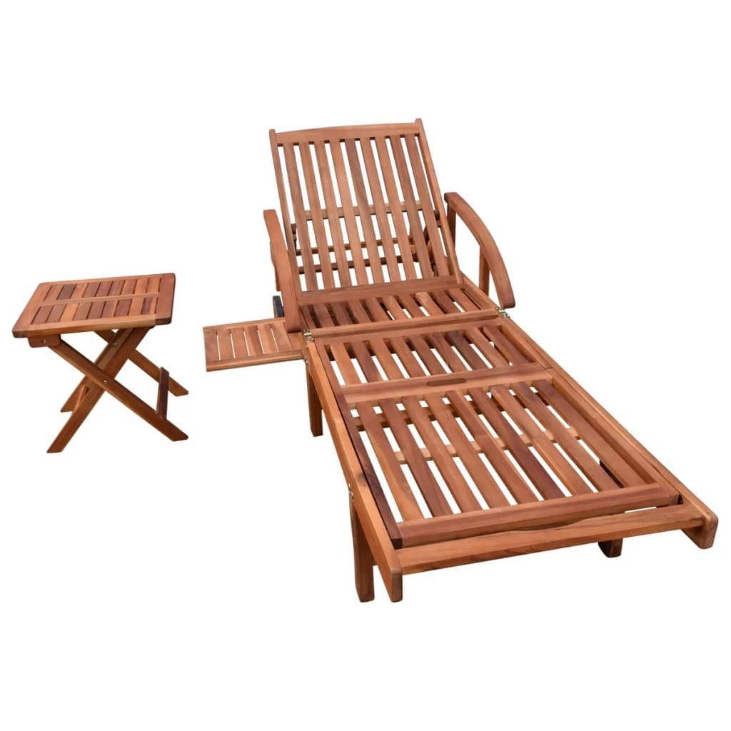 vidaXL Gartenliege, Sonnenliege mit Tisch Massivholz Akazie