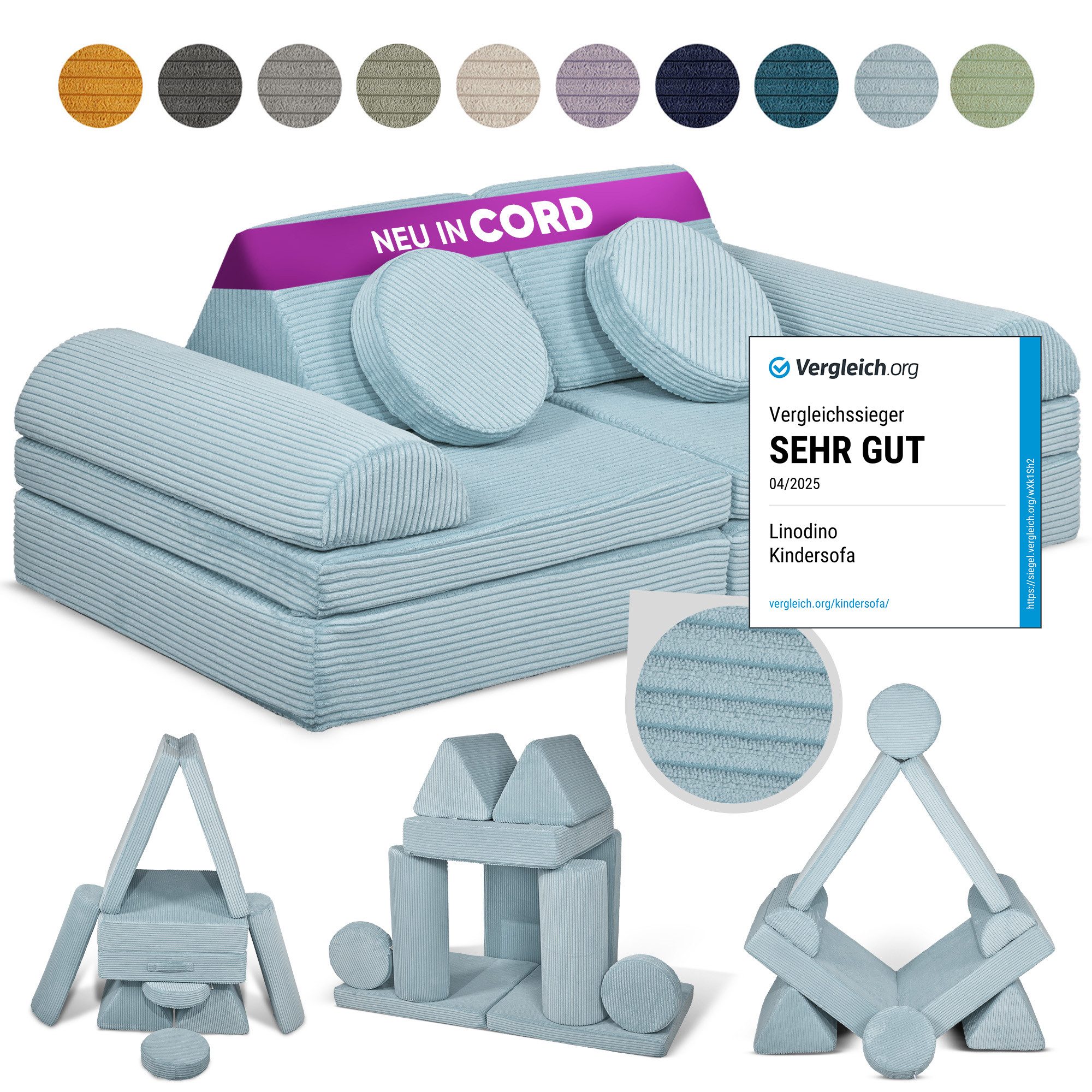Linodino Kindersofa Spielsofa I Schaumstoff Stapelsteine für Kinder I Kinde günstig online kaufen