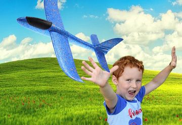 ELLUG Spielzeug-Segelflieger großes XXL Segelflugzeug Segelflieger aus Styropor 49*48*12,5cm Flugzeug Flieger Outdoor-Sport Wurf-Spielzeug orange rot gelb blau