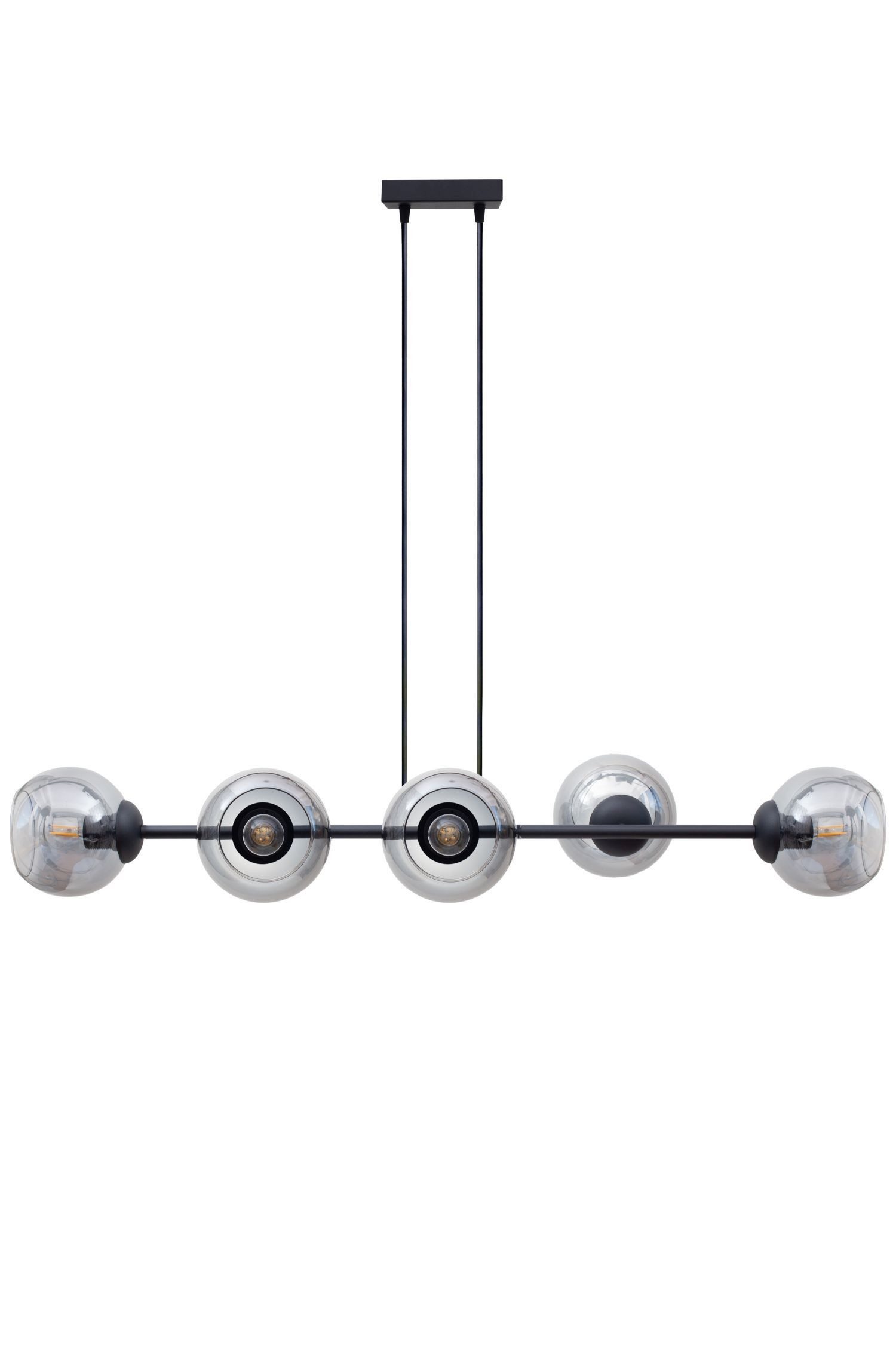 Licht-Erlebnisse Pendelleuchte STAMGUI, ohne Leuchtmittel, Metall Rauchglas E27 H: max. 90 cm Schwarz Rauchgrau Kugel Schirm