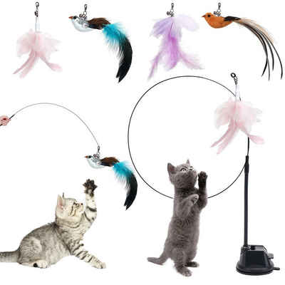 CALIYO Tier-Intelligenzspielzeug »Katzenspielzeug, 4 Stück Interaktives Katzen Spielzeug«, mit Lustigen Vögeln und Federn, Intelligenzspielzeug für Katzen